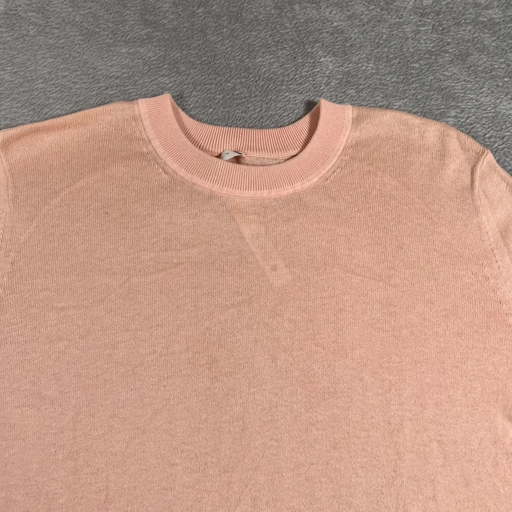 Lululemon Silk Blend Crewneck Sweater Womens Size 6 Peach Satin Lightweight Knit